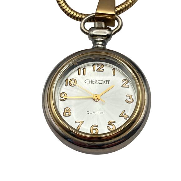 VTG Cherokee Womens Open Face Pendant Pocket Watch 30mm w/ Rope Necklace - Picture 2 of 7